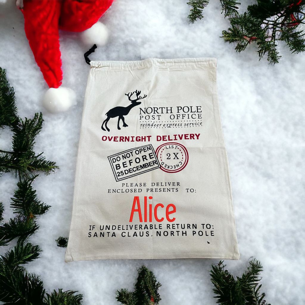 North Pole Air Mail Christmas Santa Bag - Personalized Christmas Sack