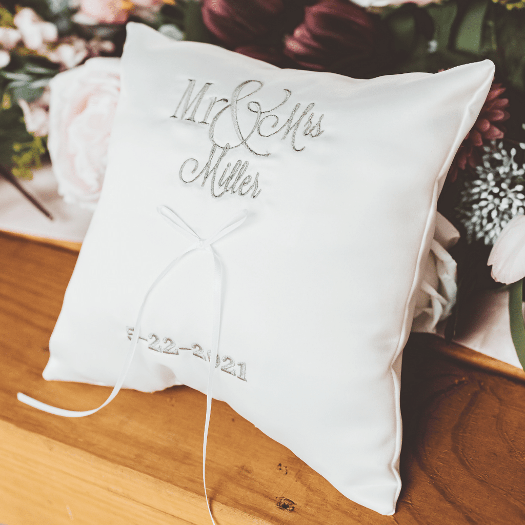 Irish linen ring bearer pillow personalized with store embroidered monogram jfyBride Style 6149