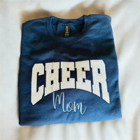 Custom Cheer Mom Sweatshirt – Personalized Embroidered Crewneck with Glitter Vinyl