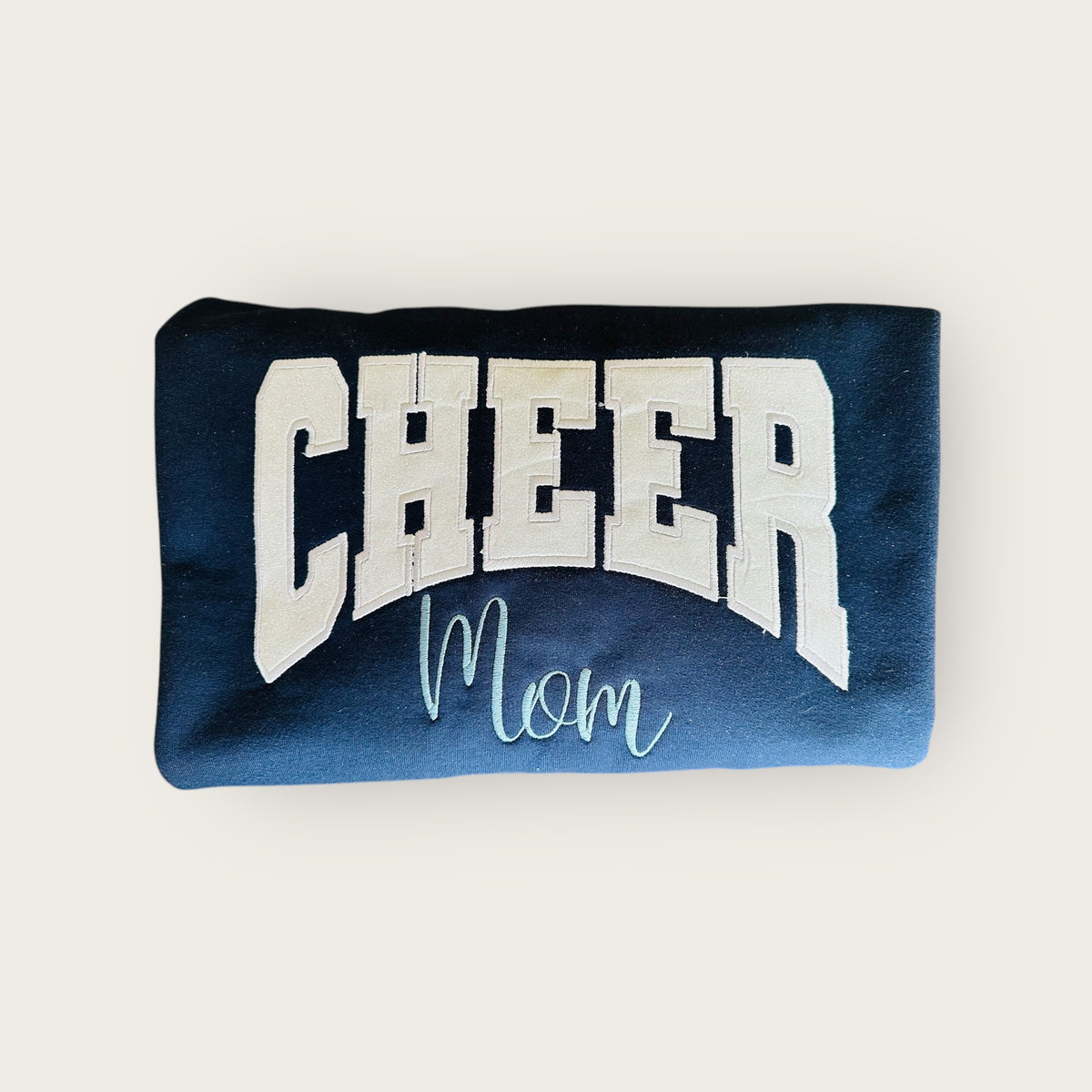 Custom Cheer Mom Sweatshirt – Personalized Embroidered Crewneck with Glitter Vinyl