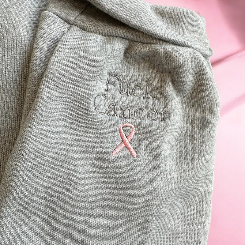 I Am Strong Embroidered Hoodie – Bella + Canvas | Breast Cancer Awareness Hoodie