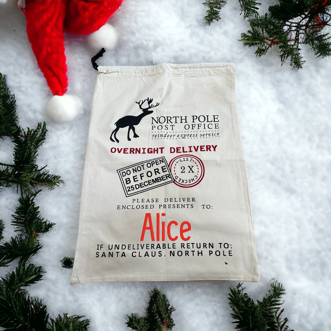 North Pole Air Mail Christmas Santa Bag - Personalized Christmas Sack
