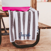 Gray Striped Cabana Beach Towel