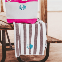 Gray Striped Cabana Beach Towel